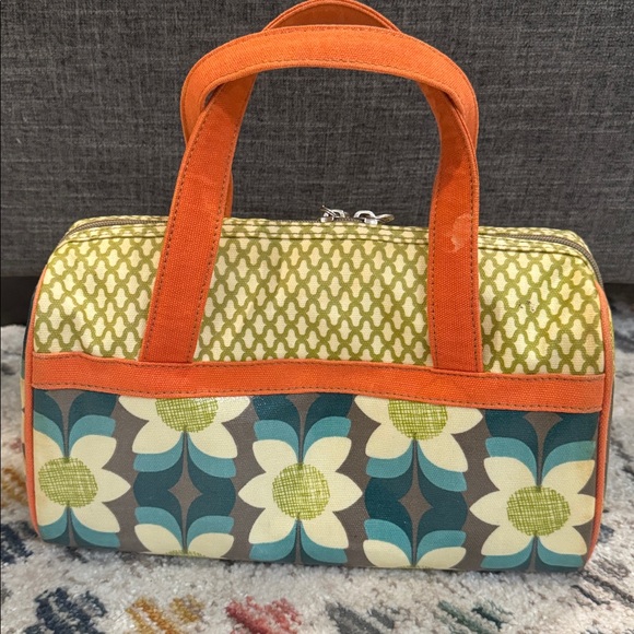 Vintage Fossil Floral Cosmetic Bag Key Zipper Canvas Travel Pouch Retro Y2K - Picture 2 of 12